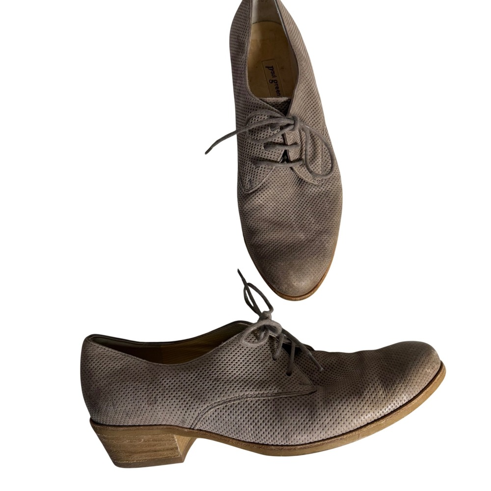 Paul‎ Green Dale Taupe Perforated Leather Lace Up Oxford Heels Shoes Womens 6